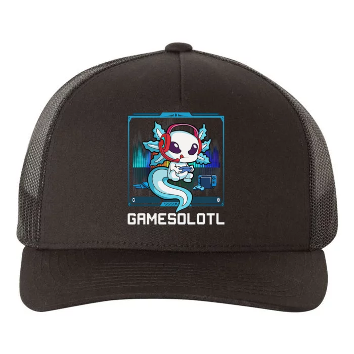 Video Gamer Axolotl Kawaii Anime Video Games Gift Yupoong Adult 5-Panel Trucker Hat