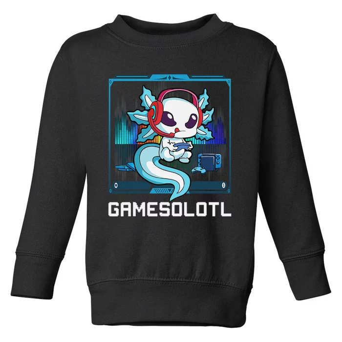 Video Gamer Axolotl Kawaii Anime Video Games Gift Toddler Sweatshirt