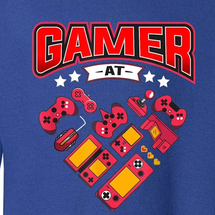 Video Gamer At Heart Gift For Mens Boys Valentines Day Gift Toddler Sweatshirt