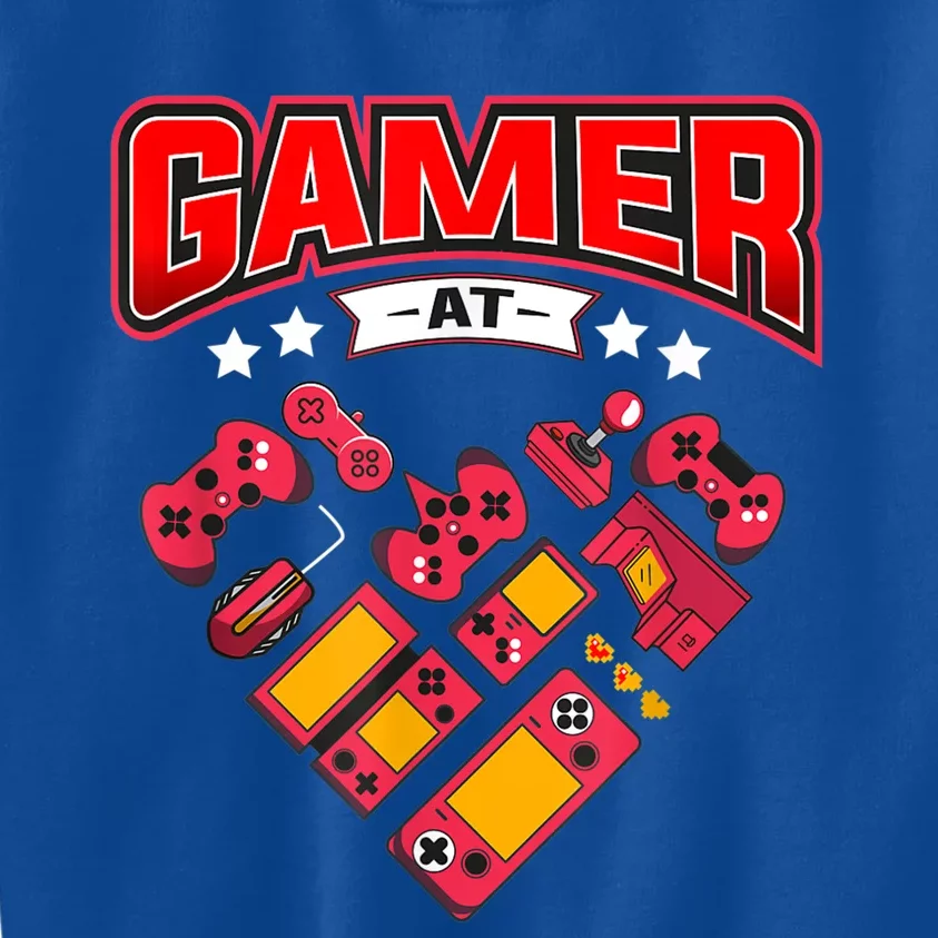 Video Gamer At Heart Gift For Mens Boys Valentines Day Gift Kids Sweatshirt