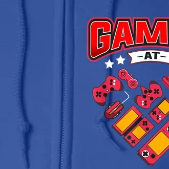 Video Gamer At Heart Gift For Mens Boys Valentines Day Gift Full Zip Hoodie