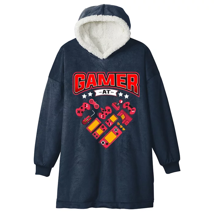 Video Gamer At Heart Gift For Mens Boys Valentines Day Gift Hooded Wearable Blanket