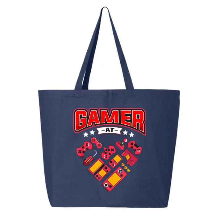 Video Gamer At Heart Gift For Mens Boys Valentines Day Gift 25L Jumbo Tote