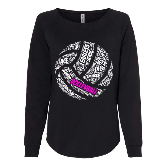 Volleyball Gift And Pink Volleyball Words Womens California Wash Sweatshirt