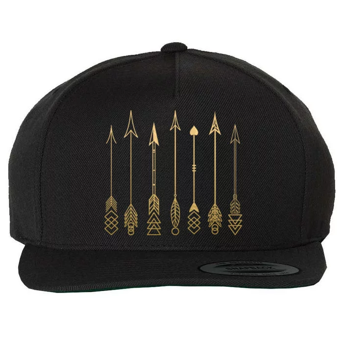 Vintage Gold Arrows Wool Snapback Cap