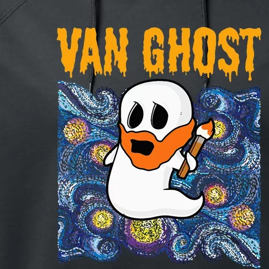 Van Ghost Art Teacher Halloween Van Gogh Starry Night Performance Fleece Hoodie