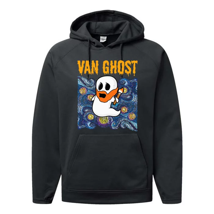 Van Ghost Art Teacher Halloween Van Gogh Starry Night Performance Fleece Hoodie