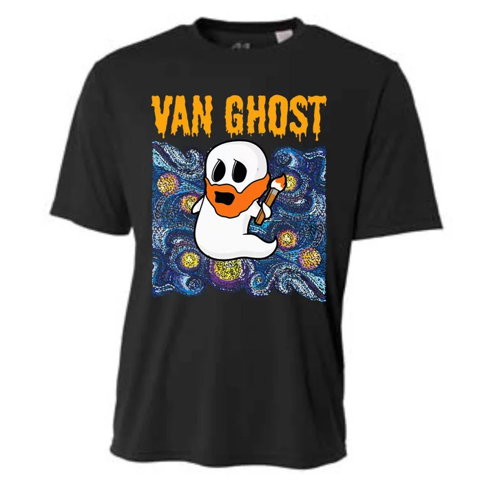 Van Ghost Art Teacher Halloween Van Gogh Starry Night Cooling Performance Crew T-Shirt