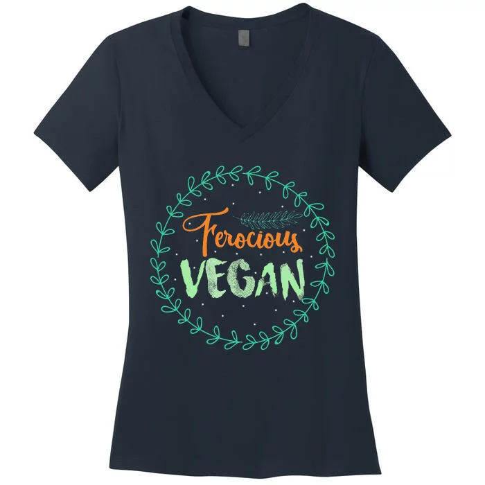 Vegan Gifts Apparel Ferocious Vegan Life Stuff Women's V-Neck T-Shirt