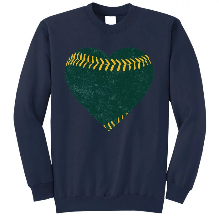 Vintage Green And Gold Baseball Heart Tall Sweatshirt