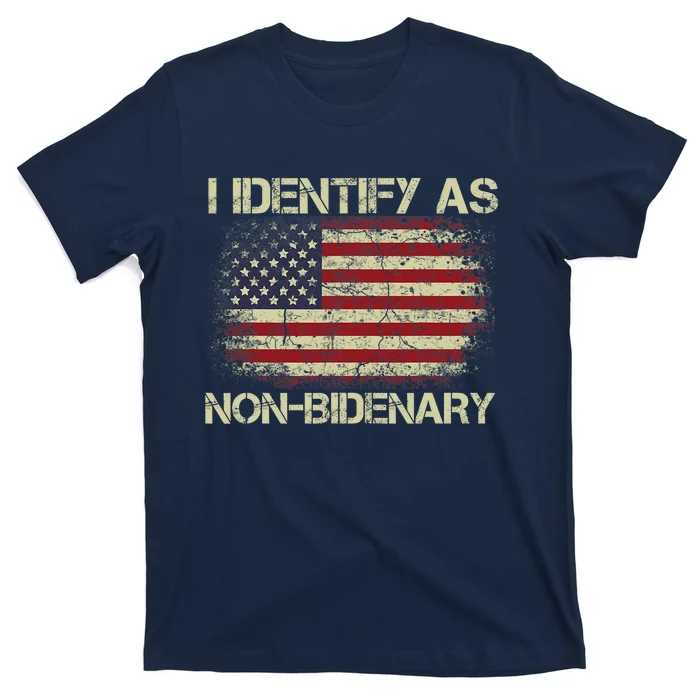 Vintage Grunge American Flag I Identify As Non Bidenary T-Shirt ...