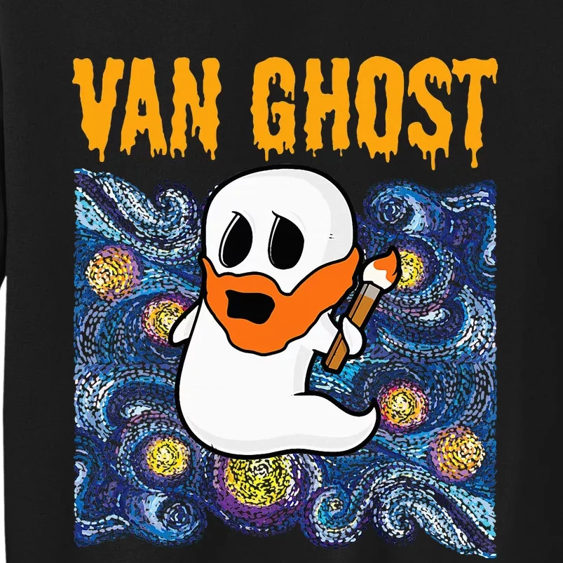 Van Ghost Art Teacher Halloween Van Gogh Starry Night Tall Sweatshirt