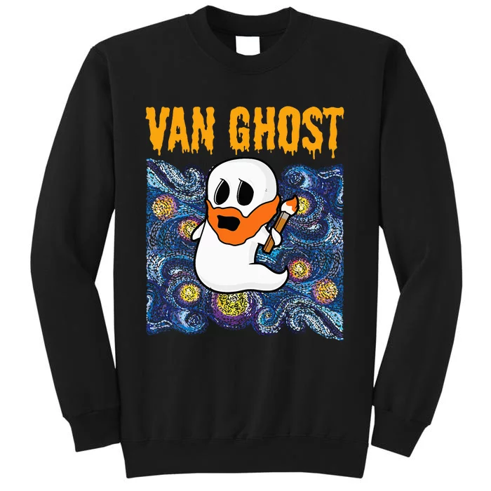 Van Ghost Art Teacher Halloween Van Gogh Starry Night Tall Sweatshirt