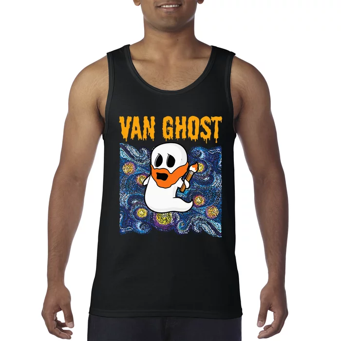 Van Ghost Art Teacher Halloween Van Gogh Starry Night Tank Top