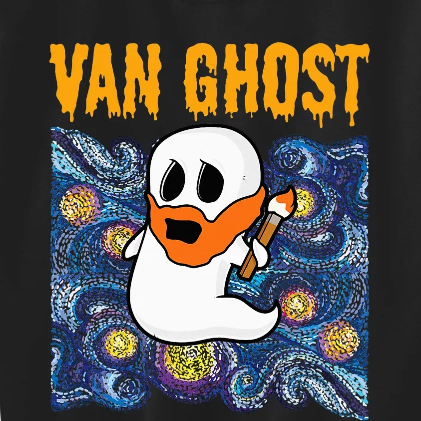 Van Ghost Art Teacher Halloween Van Gogh Starry Night Kids Sweatshirt