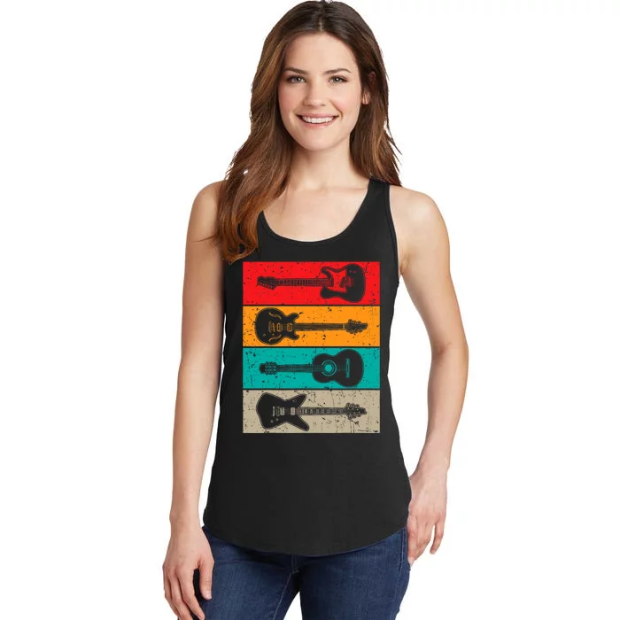 Vintage Guitar Art Guitarist Guitar Player Ladies Essential Tank