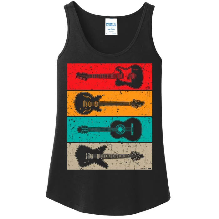 Vintage Guitar Art Guitarist Guitar Player Ladies Essential Tank