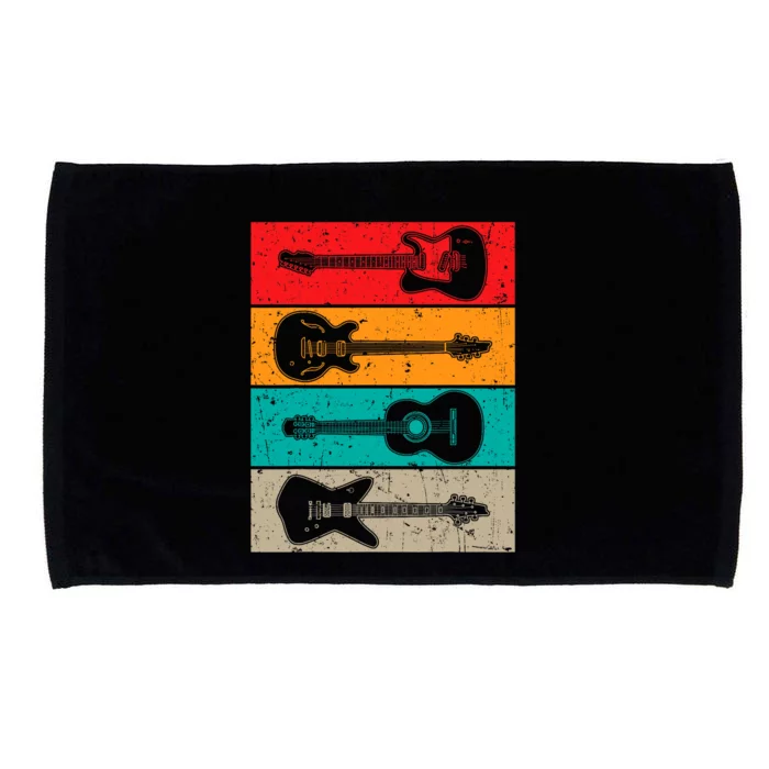 Vintage Guitar Art Guitarist Guitar Player Microfiber Hand Towel