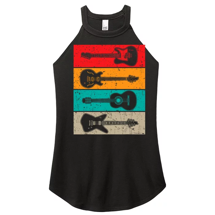 Vintage Guitar Art Guitarist Guitar Player Women’s Perfect Tri Rocker Tank