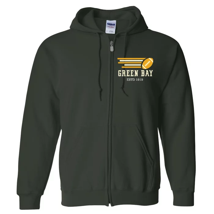 Vintage Green Bay Full Zip Hoodie