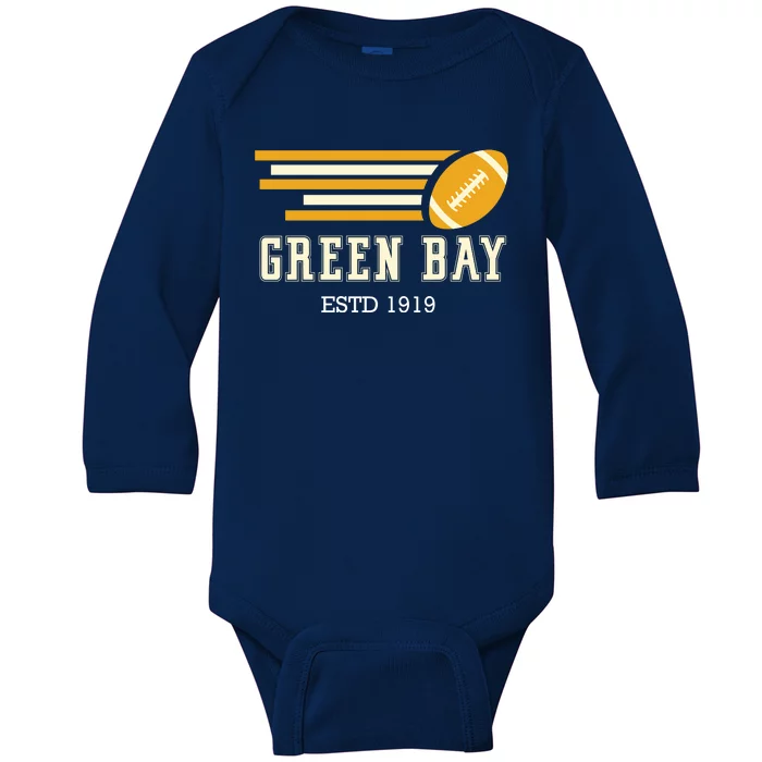 Vintage Green Bay Baby Long Sleeve Bodysuit