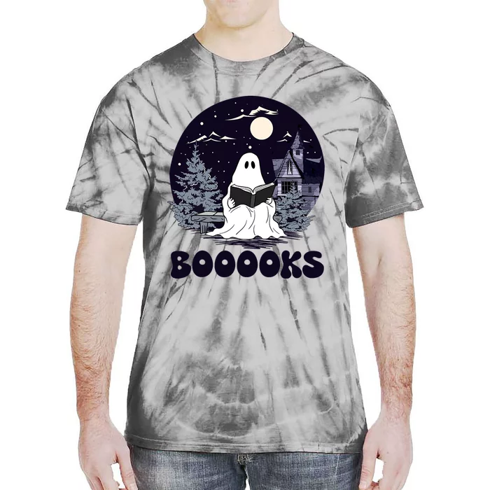 Vintage Ghost Book Reading Gothic Halloween Teacher Tie-Dye T-Shirt