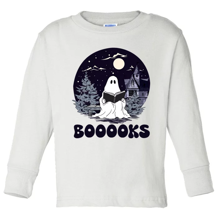 Vintage Ghost Book Reading Gothic Halloween Teacher Toddler Long Sleeve Shirt