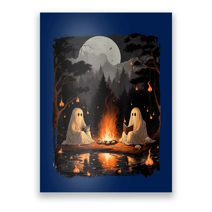 Vintage Ghost Book Reading Camping Gothic Halloween Teachers Poster