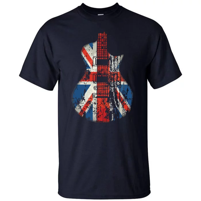 Vintage Guitar British Jack Union Flag Rock Guitarist Tall T-Shirt