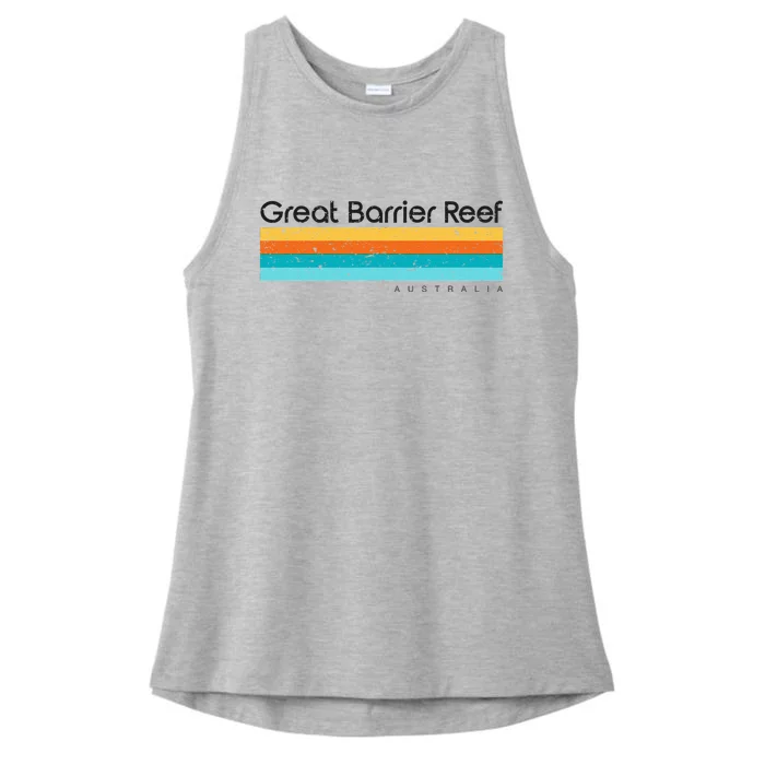 Vintage Great Barrier Reef Islands Australia Retro Design Ladies Tri-Blend Wicking Tank