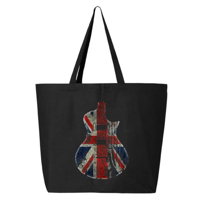 Vintage Guitar British Jack Union Flag Rock Guitarist 25L Jumbo Tote