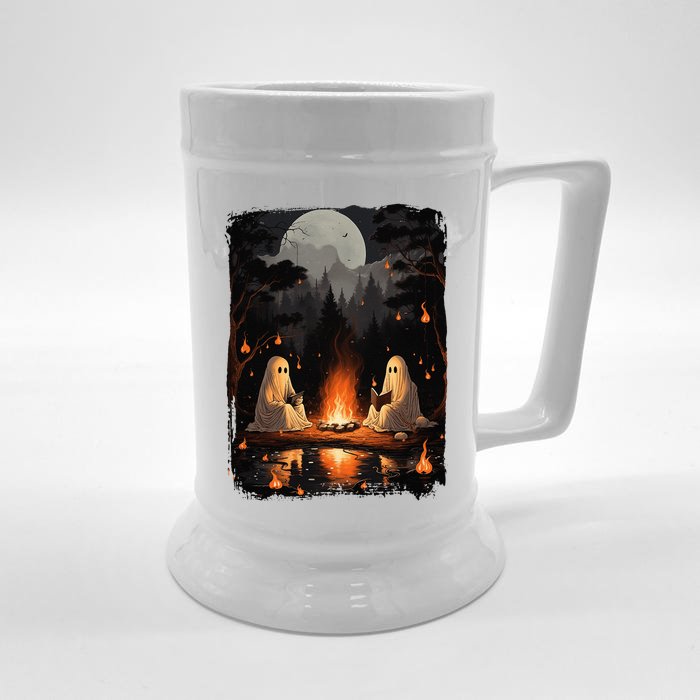 Vintage Ghost Book Reading Camping Gothic Halloween Teachers Front & Back Beer Stein