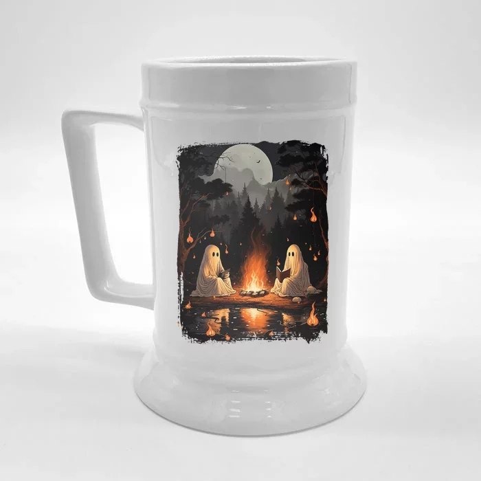 Vintage Ghost Book Reading Camping Gothic Halloween Teachers Front & Back Beer Stein