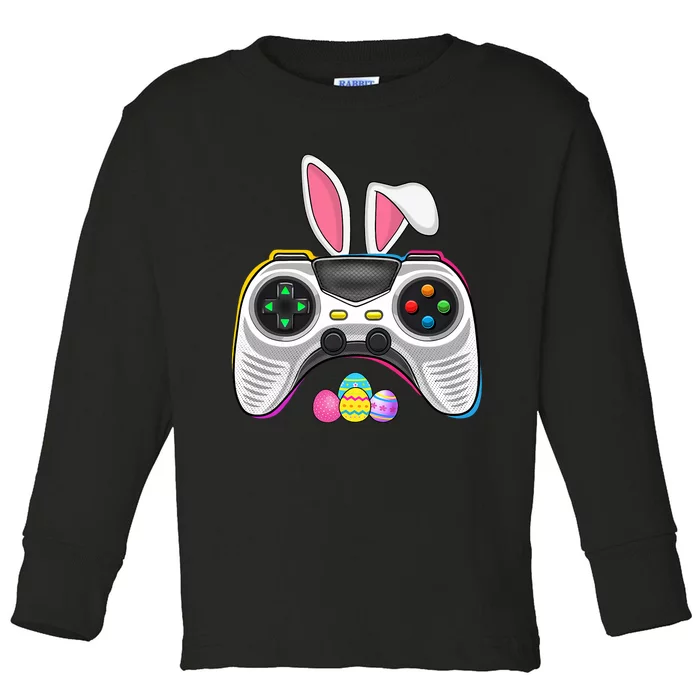 Video Game Bunny Eggs Costume Easter Day Gaming Toddler Long Sleeve Shirt