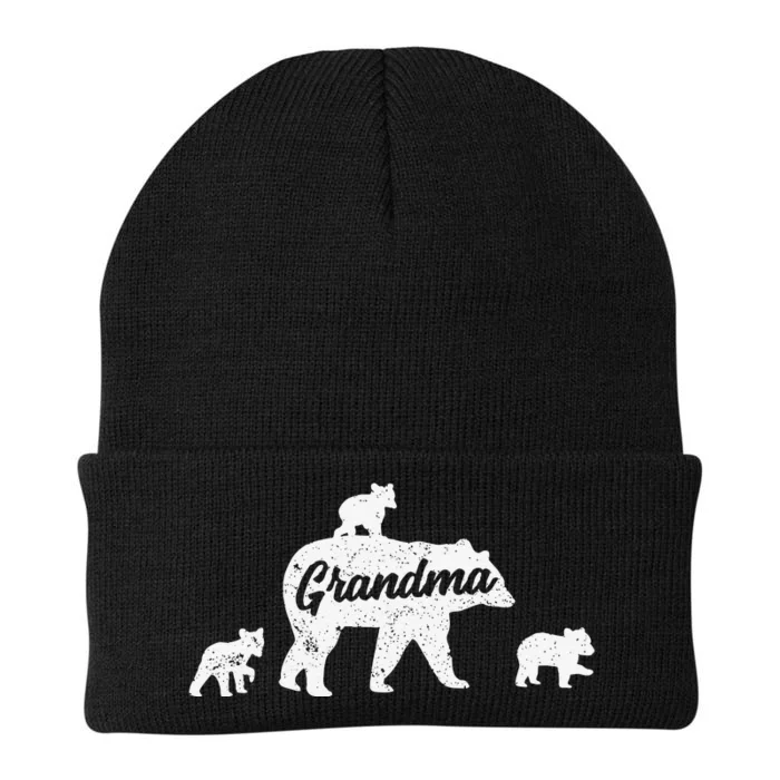 Vintage Grandma Bear 3 Cubs Mother's Day Knit Cap Winter Beanie