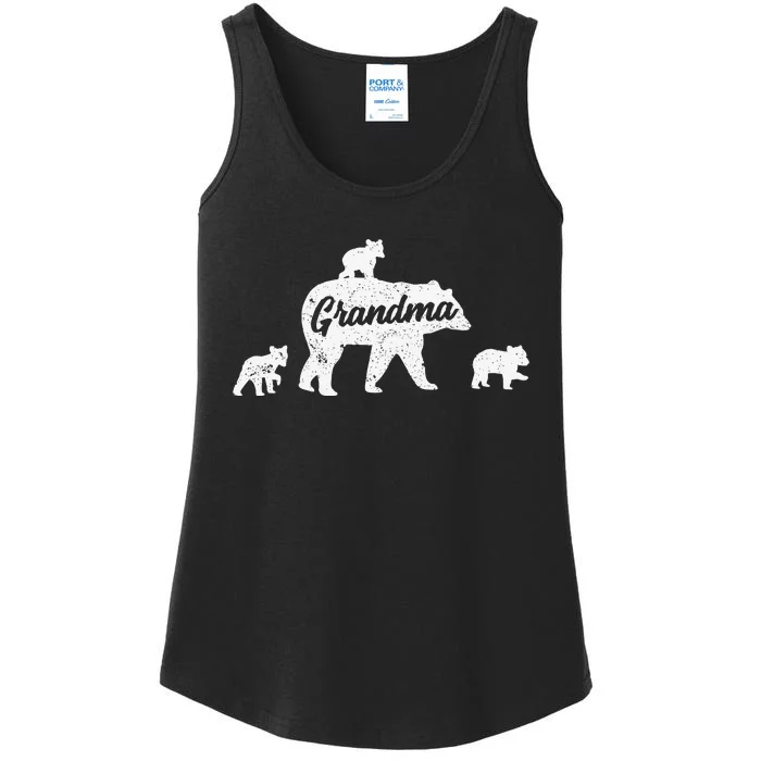 Vintage Grandma Bear 3 Cubs Mother's Day Ladies Essential Tank