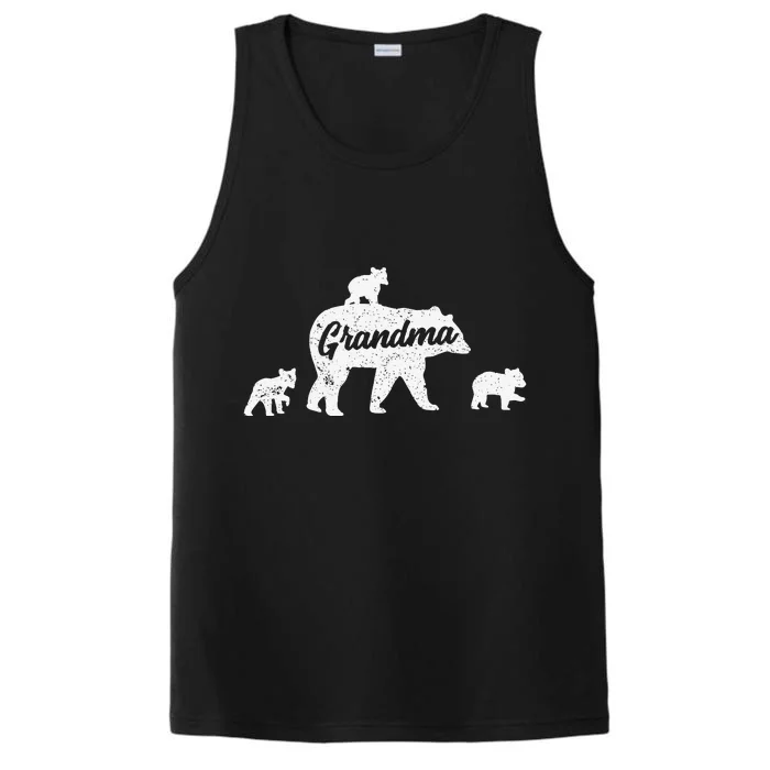 Vintage Grandma Bear 3 Cubs Mother's Day Performance Tank