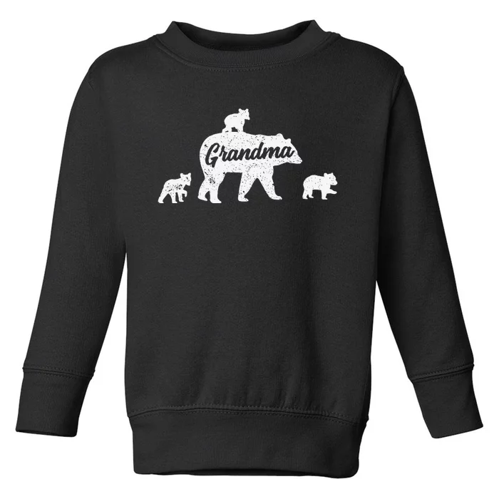 Vintage Grandma Bear 3 Cubs Mother's Day Toddler Sweatshirt