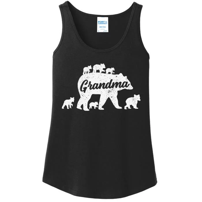 Vintage Grandma Bear With 6 Cub Mother's Day Ladies Essential Tank