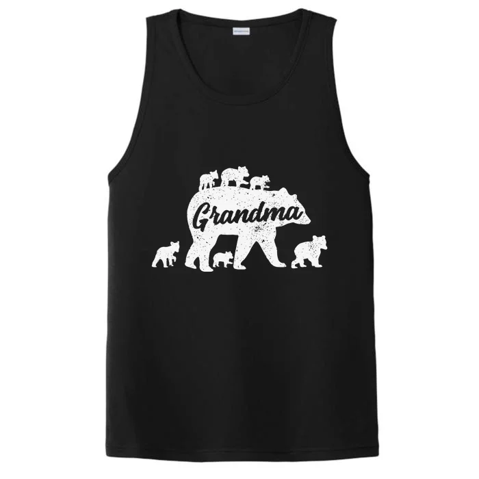 Vintage Grandma Bear With 6 Cub Mother's Day Performance Tank