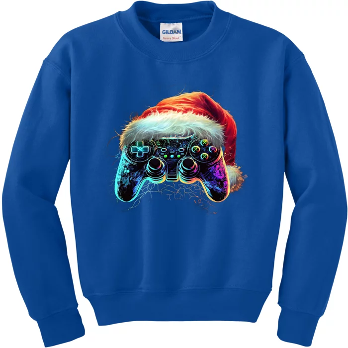 Video Game Controller Christmas Santa Hat 80s Gamer Gift Kids Sweatshirt