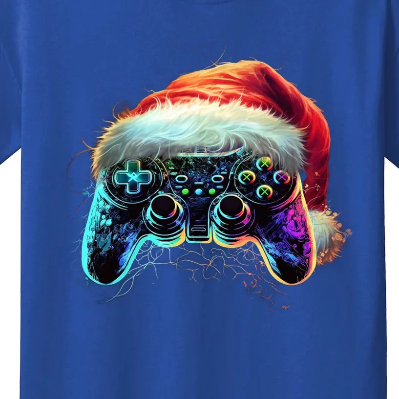 Video Game Controller Christmas Santa Hat 80s Gamer Gift Kids T-Shirt