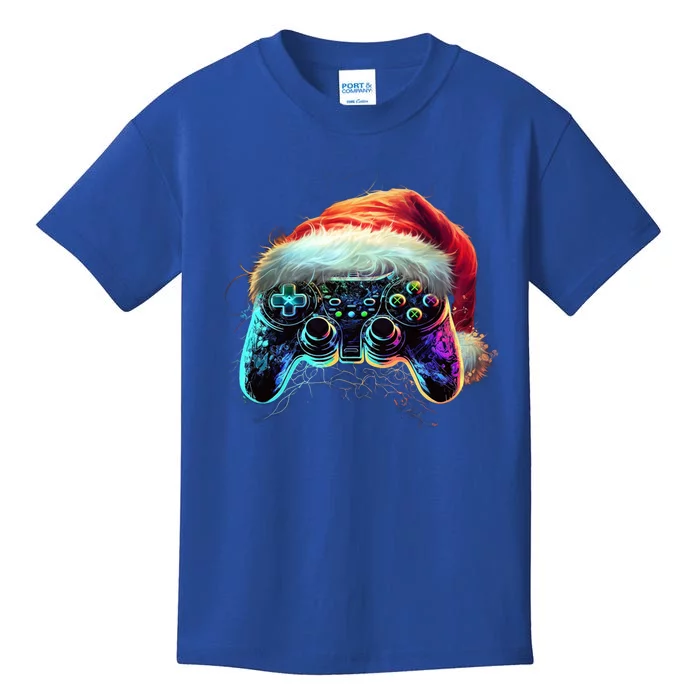 Video Game Controller Christmas Santa Hat 80s Gamer Gift Kids T-Shirt