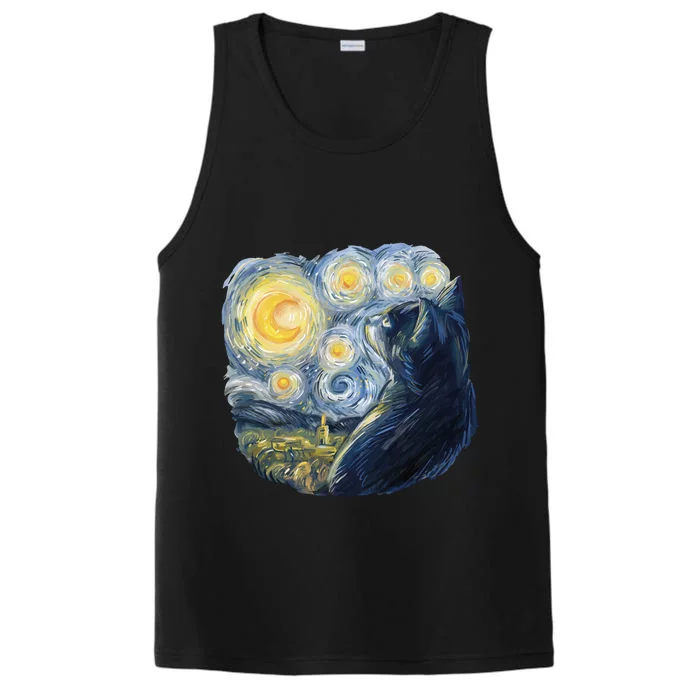 Van Gogh Cat Performance Tank