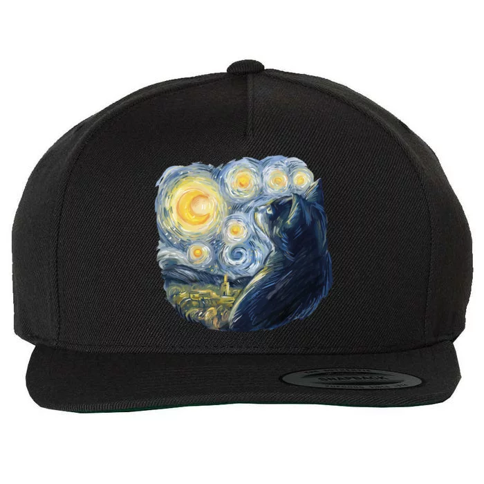 Van Gogh Cat Wool Snapback Cap