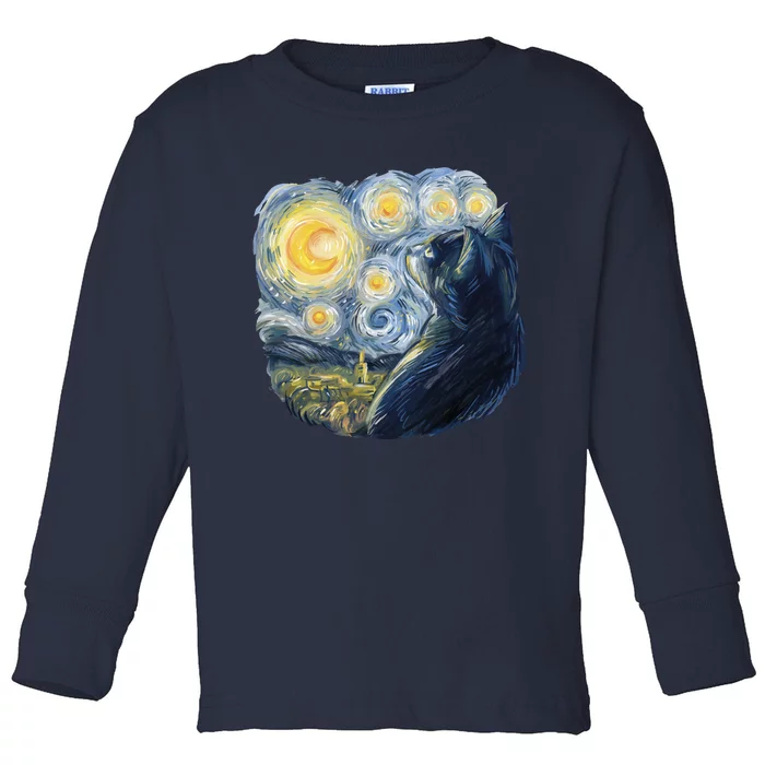 Van Gogh Cat Toddler Long Sleeve Shirt