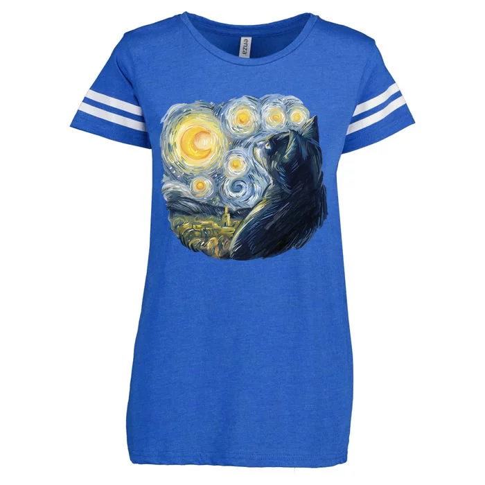 Van Gogh Cat Enza Ladies Jersey Football T-Shirt