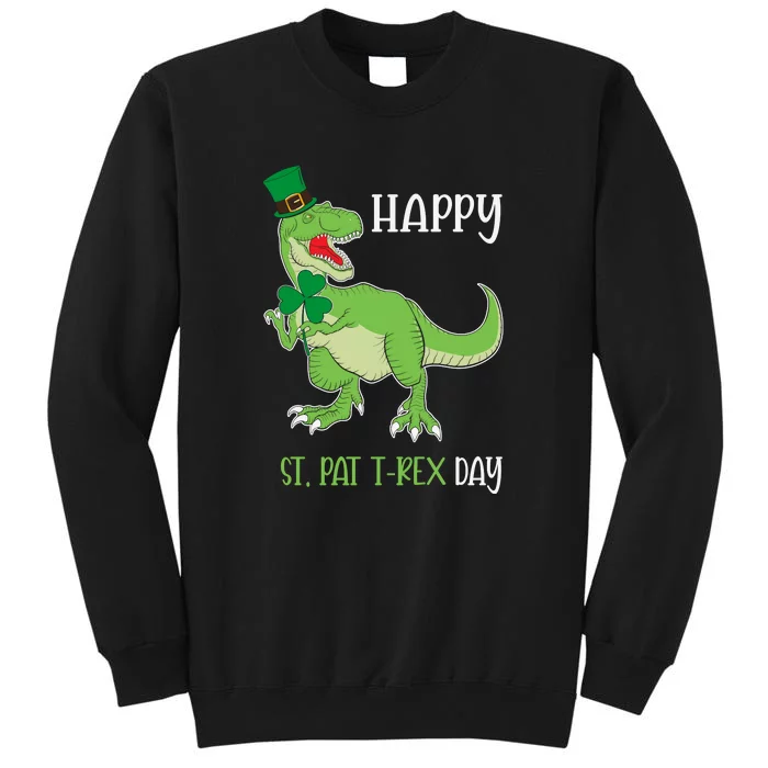 Happy St Pat T-Rex Saint Patrick's Day Dinosaur Boys Kids Sweatshirt