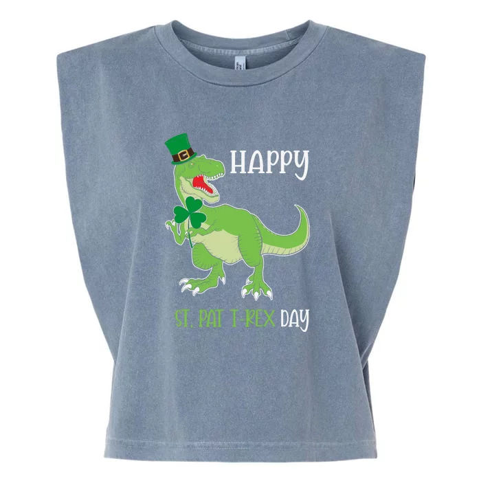 Happy St Pat T-Rex Saint Patrick's Day Dinosaur Boys Kids Garment-Dyed Women's Muscle Tee