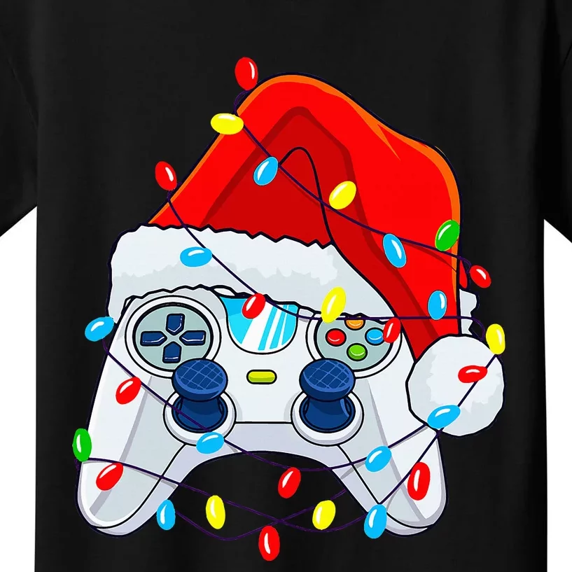 Video Game Controller Christmas Santa Hat Gamer Kids T-Shirt